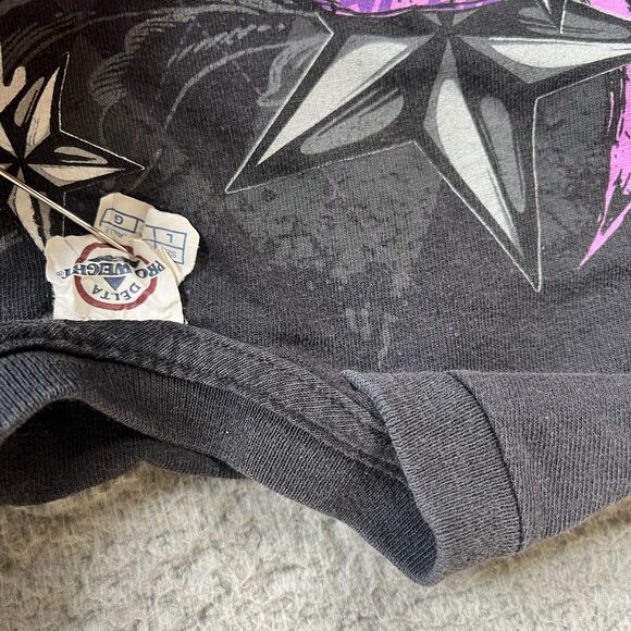 Vintage Skull T Shirt Mens Large Black Purple Graphic Argyle Short Sleeve  Y2K - Picture 4 of 9